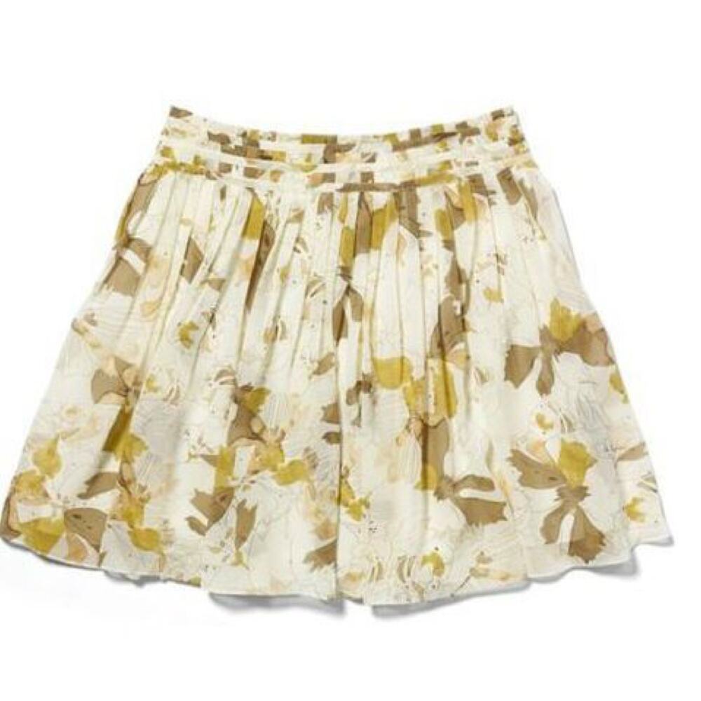 Club Monaco Silk Mini Skirt Cream Floral